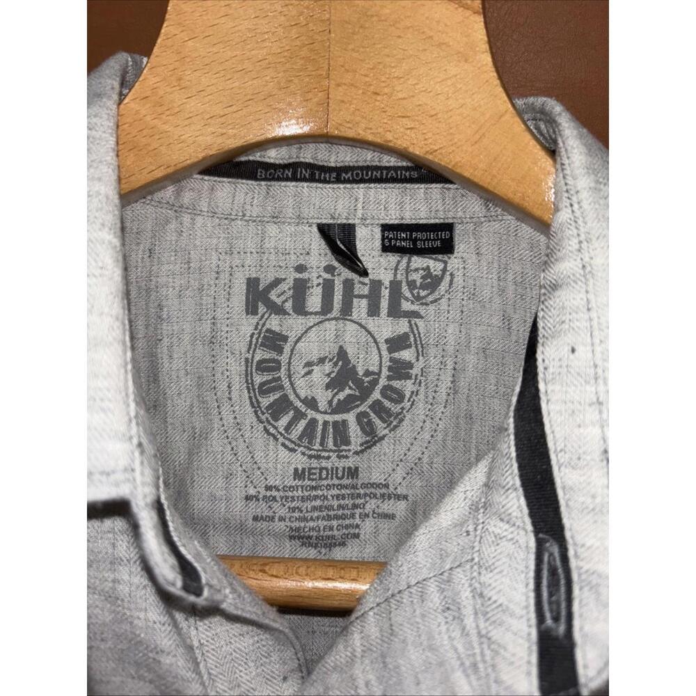 KUHL Shirt Men's Size Med Gray SHIFTR 5 Panel Button Up Linen Blend Hiking - Picture 4 of 11